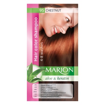 Sampon nuantator pentru par, Marion, Aloe & Keratin, 4-8 spalari, nuanta 95 Chestnut, 40 ml Sampon nuantator pentru par, Marion, Aloe & Keratin, 4-8 spalari, nuanta 95 Chestnut, 40 ml