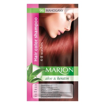 Sampon nuantator pentru par, Marion, Aloe & Keratin, 4-8 spalari, nuanta 96 Mahogany, 40 ml Sampon nuantator pentru par, Marion, Aloe & Keratin, 4-8 spalari, nuanta 96 Mahogany, 40 ml