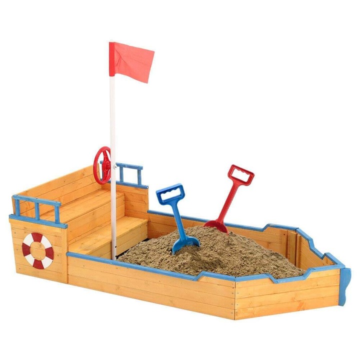 Lada de nisip in forma de nava pirat Timeless Tools, cu volan si steag