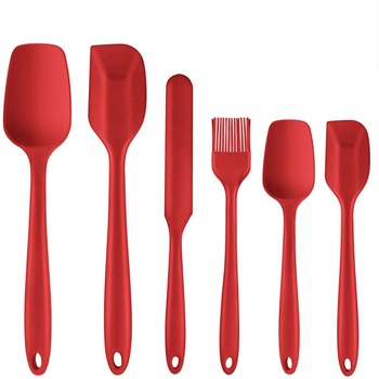 Set de 6 spatule silicon, ustensile bucatarie, forme diferite, spatule din silicon termorezistent, rosu Set de 6 spatule silicon, ustensile bucatarie, forme diferite, spatule din silicon termorezistent, rosu