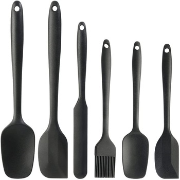 Set de 6 spatule silicon, ustensile bucatarie, forme diferite, spatule din silicon termorezistent, negru Set de 6 spatule silicon, ustensile bucatarie, forme diferite, spatule din silicon termorezistent, negru