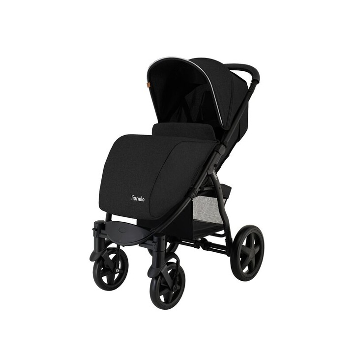 Carucior sport, Lionelo, Annet Plus, De la nastere, Cu accesorii si capotina XXL reglabila, 0 - 22 Kg, Conform cu standardele europene de securitate EN1888-1 si EN1888-2, Negru