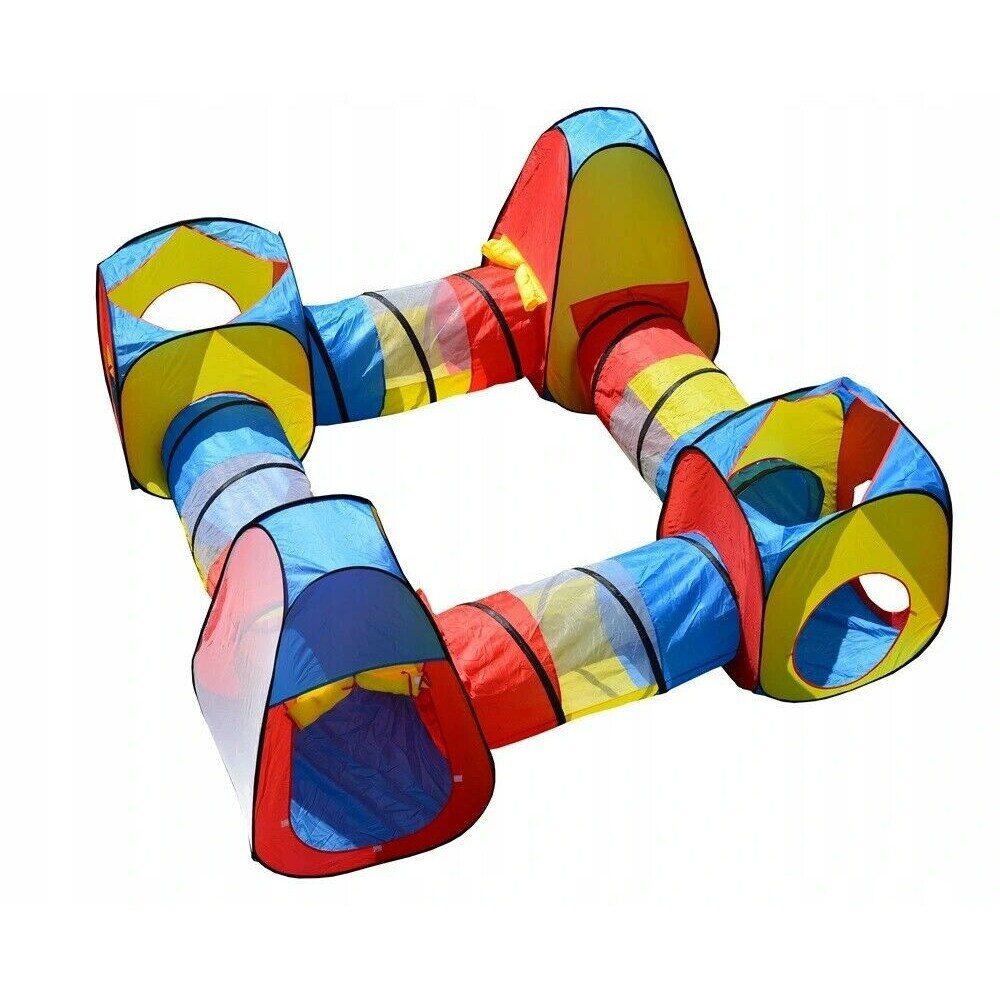 Cort de joaca multifunctional, Zola®, 4 corturi si 4 tuneluri, multicolor, diferite moduri de amplasare
