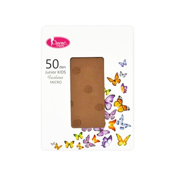 Dres 50 DEN, fete, Charme Junior KIDS, cu crizanteme, Bej Dres 50 DEN, fete, Charme Junior KIDS, cu crizanteme, Bej