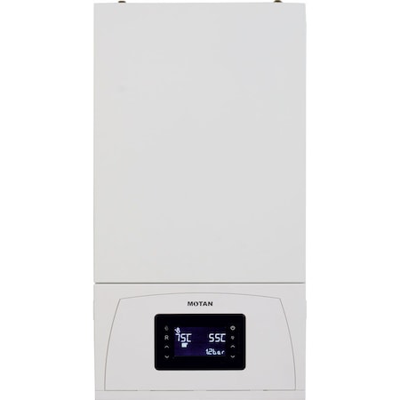 Centrala termica in condensare Motan Condens 100 C38GC25-PV1, 25 kw, schimbator principal inox, schimbator secundar supradimensionat, raport de modulare 1:10, grup hidraulic din composit, fara kit de evacuare