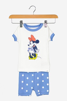 GAP, Pijama din bumbac cu Minnie Mouse, Alb/Albastru lavanda GAP, Pijama din bumbac cu Minnie Mouse, Alb/Albastru lavanda
