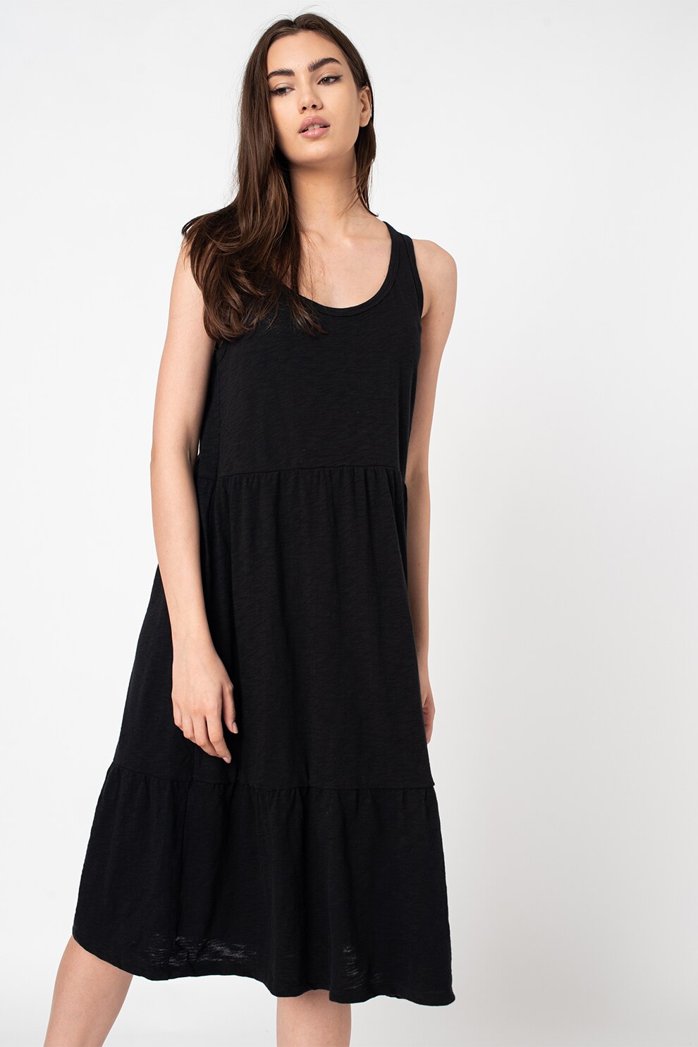 GAP, Rochie midi cu decolteu rotund, Negru