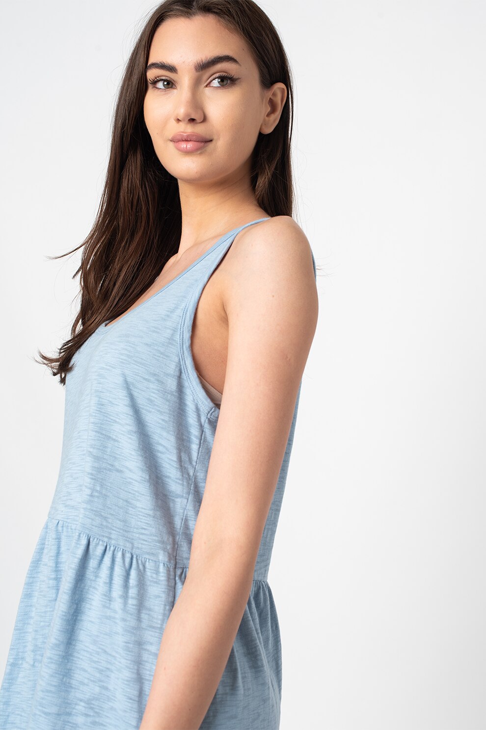 GAP, Rochie midi cu decolteu rotund, Albastru lavanda