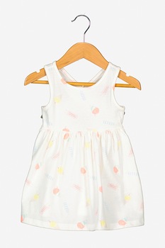 GAP, Rochie evazata fara maneci cu decolteu rotund, Crem/Roz GAP, Rochie evazata fara maneci cu decolteu rotund, Crem/Roz