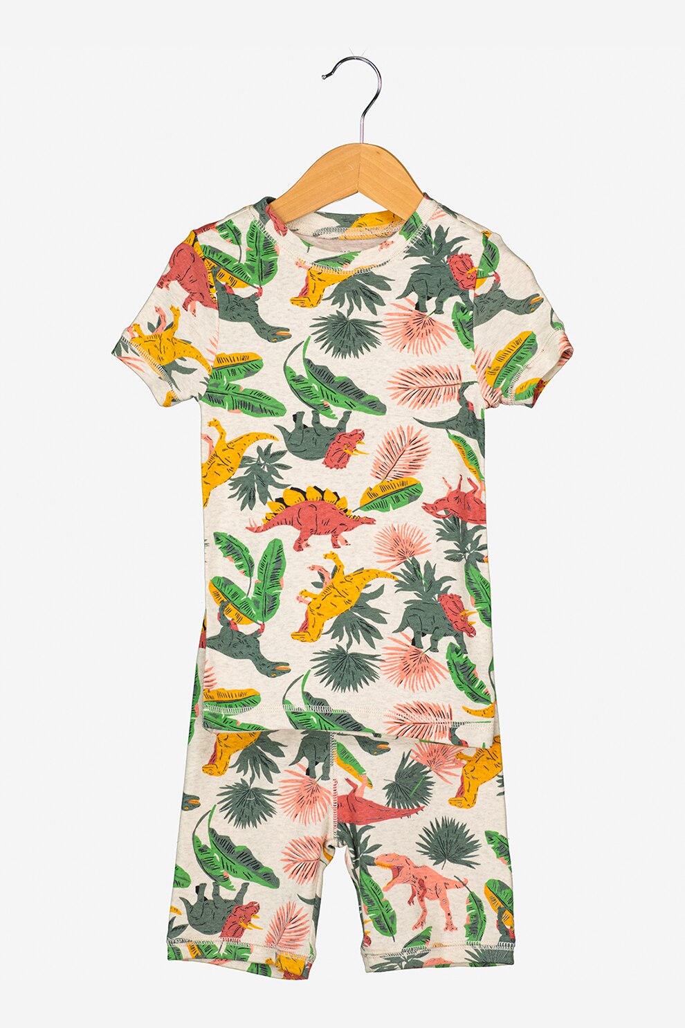 GAP, Pijama scurta din bumbac organic, Alb/Galben/Verde