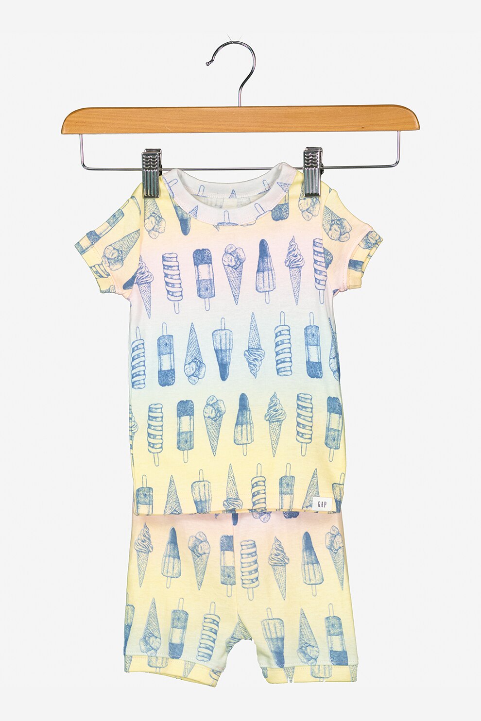 GAP, Pijama scurta din bumbac organic, Galben/Roz/Albastru