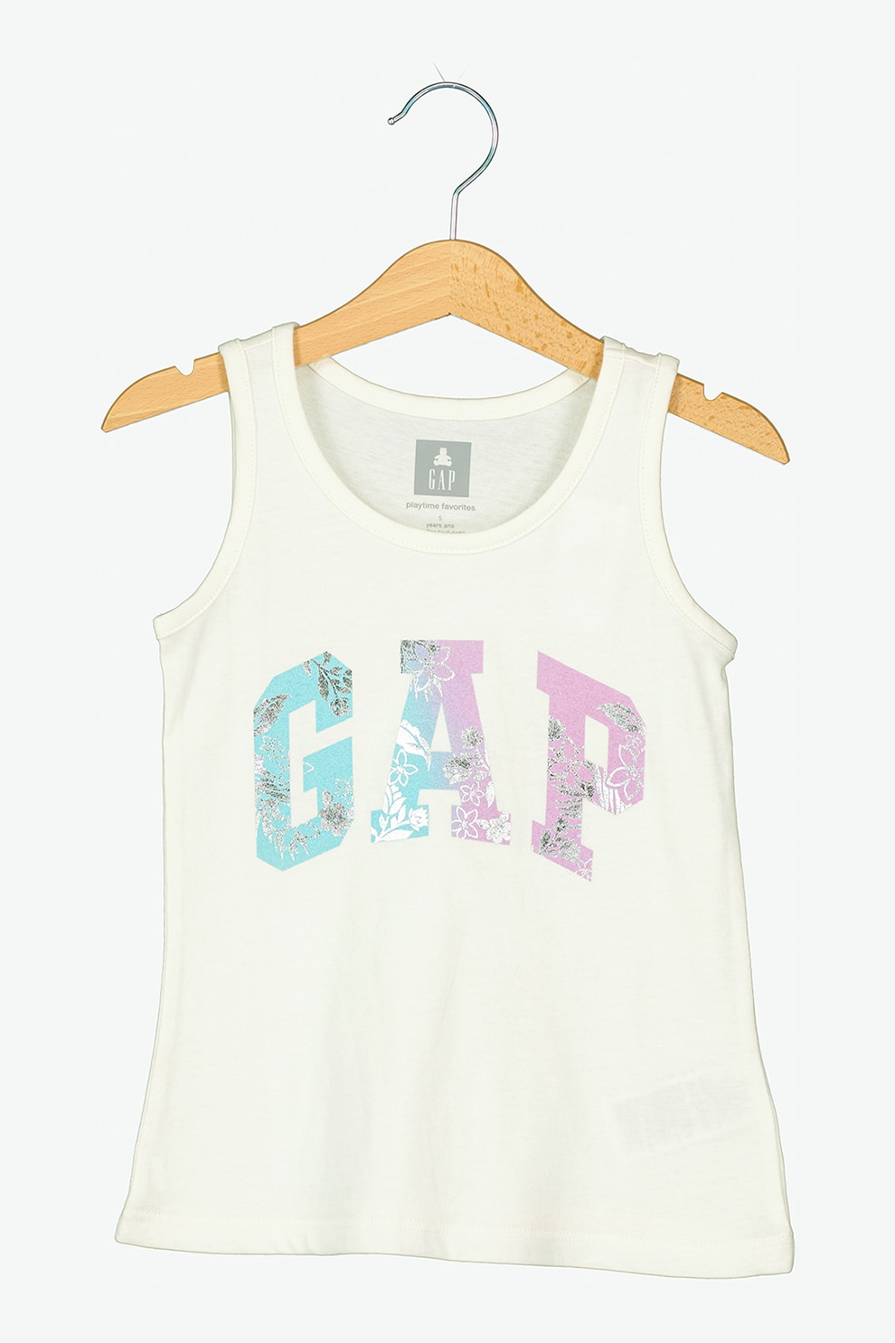 GAP, Top cu imprimeu logo, Alb prafuit/Lila/Bleu