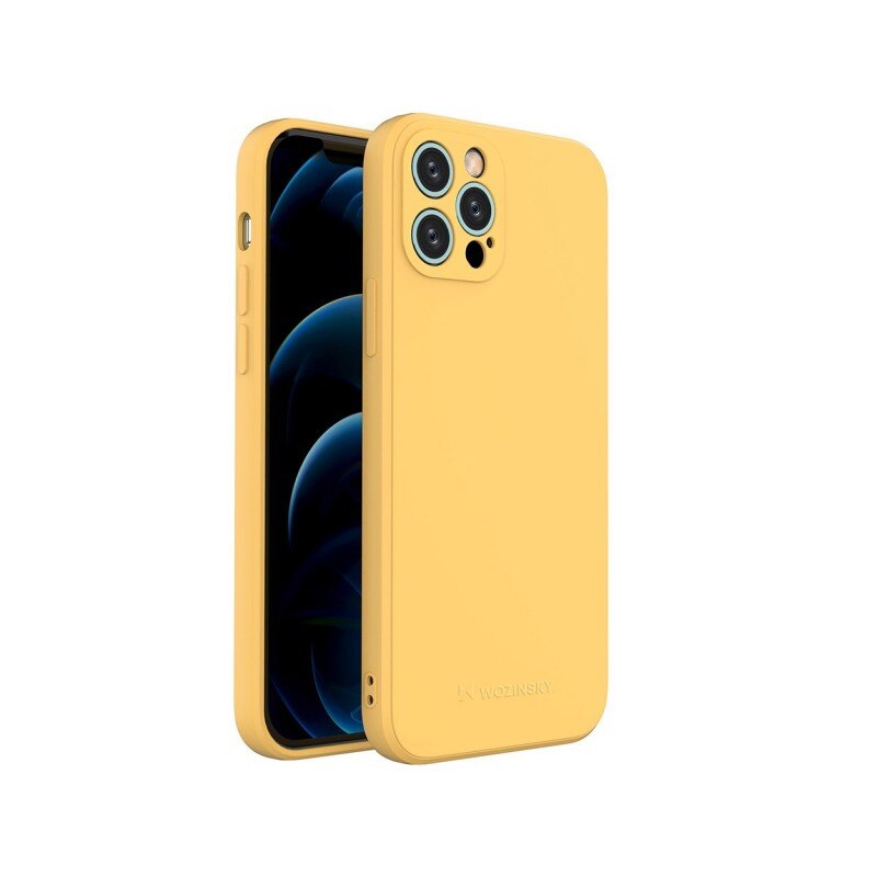 Husa Spate Silicon Wozinsky Compatibil Cu iPhone 12 Pro, Silicon Soft, Protectie La Camera, Galben