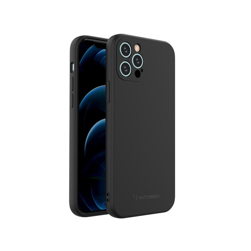 Husa Spate Silicon Wozinsky Compatibil Cu iPhone 12 Pro, Silicon Soft, Protectie La Camera, Negru