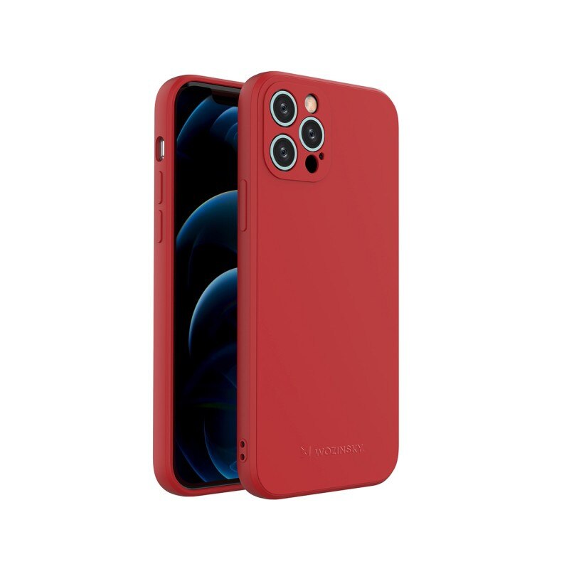 Husa Spate Silicon Wozinsky Compatibil Cu iPhone 12 Pro, Silicon Soft, Protectie La Camera, Rosu