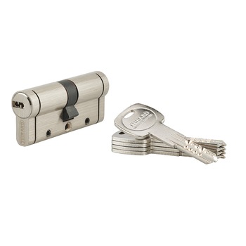 Cilindru standard Thirard „Trafic 12” 35 x 35 mm, cu finisaj nichel satinat, mecanism cu 12 pini, 5 chei lungi reversibile si card proprietate Cilindru standard Thirard „Trafic 12” 35 x 35 mm, cu finisaj nichel satinat, mecanism cu 12 pini, 5 chei lungi reversibile si card proprietate