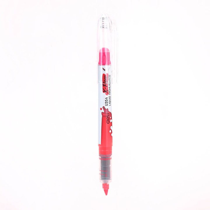 Textmarker Lichid Deli X-Flow, Rosu, Varf Tesit
