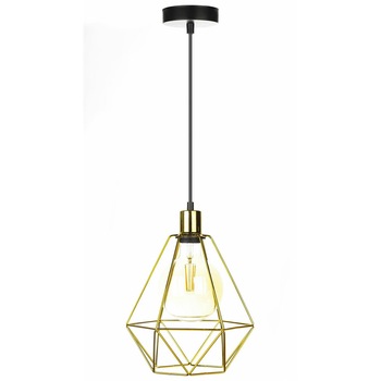 Lampa suspendata, Loft, metal, sarma, auriu, 24 cm Lampa suspendata, Loft, metal, sarma, auriu, 24 cm