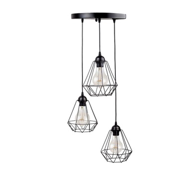 Lampa suspendata, Loft, metal, sarma, negru, 30 cm Lampa suspendata, Loft, metal, sarma, negru, 30 cm