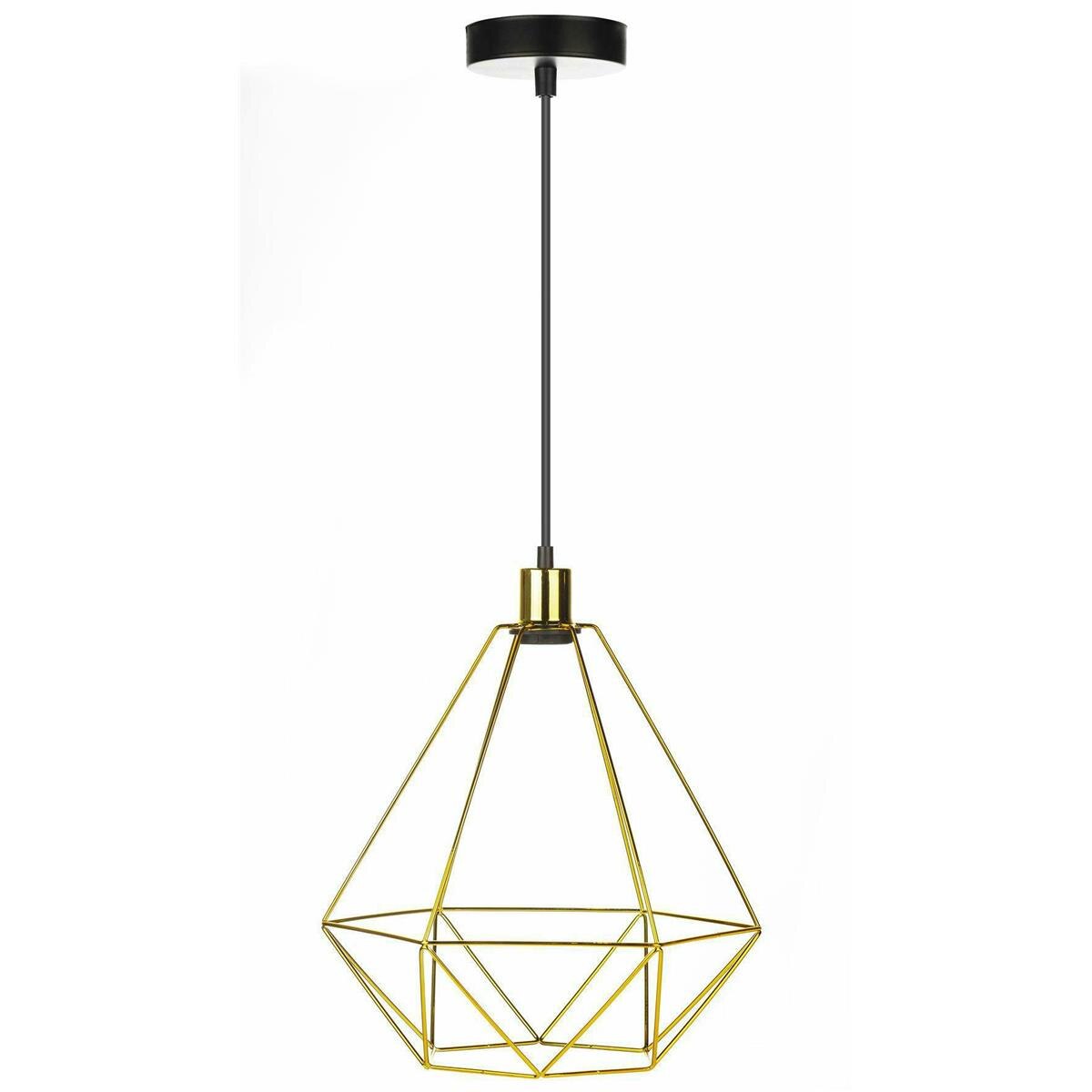 Lampa suspendata, Loft, metal, sarma, auriu, 35 cm