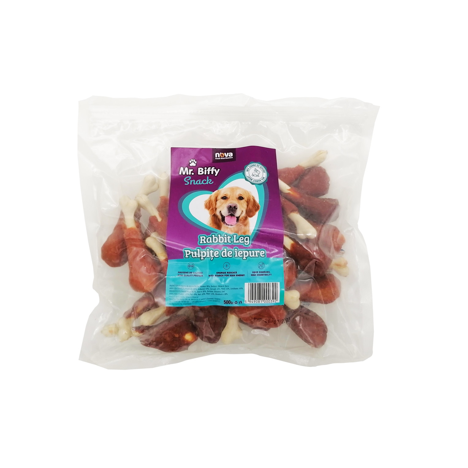 Recompense pentru caini, Mr. Biffy, pulpite de iepure, 500 g