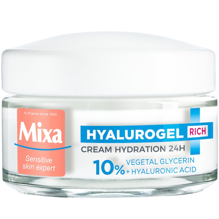 Crema hidratanta Mixa Hyalurogel Rich cu acid hialuronic pentru ten uscat, 50 ml