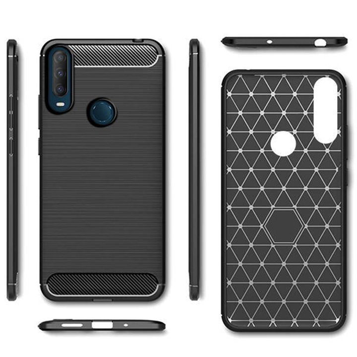 Калъф, съвместим с Alcatel 1S 2020, G-Tech TPU carbon, черен