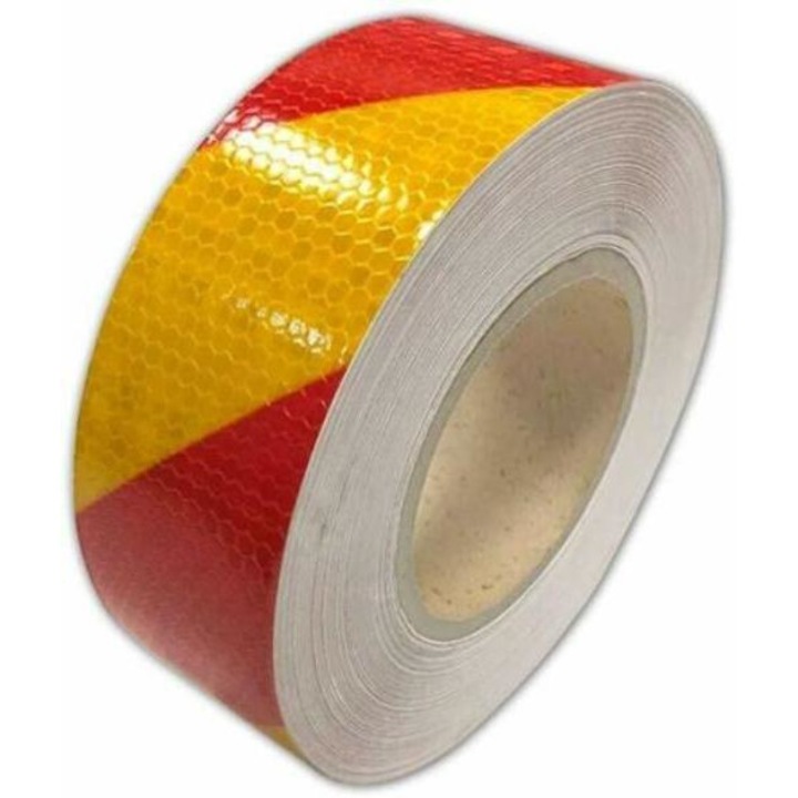 OEM Fényvisszaverő Szalag, Piros/Sárga, 5 cm x 50 m
