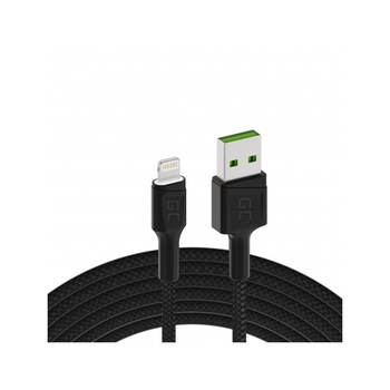 Cablu de date lightning cu led Green cell pentru Apple iPhone, 120 cm, 2.4A, Fast Charging Cablu de date lightning cu led Green cell pentru Apple iPhone, 120 cm, 2.4A, Fast Charging