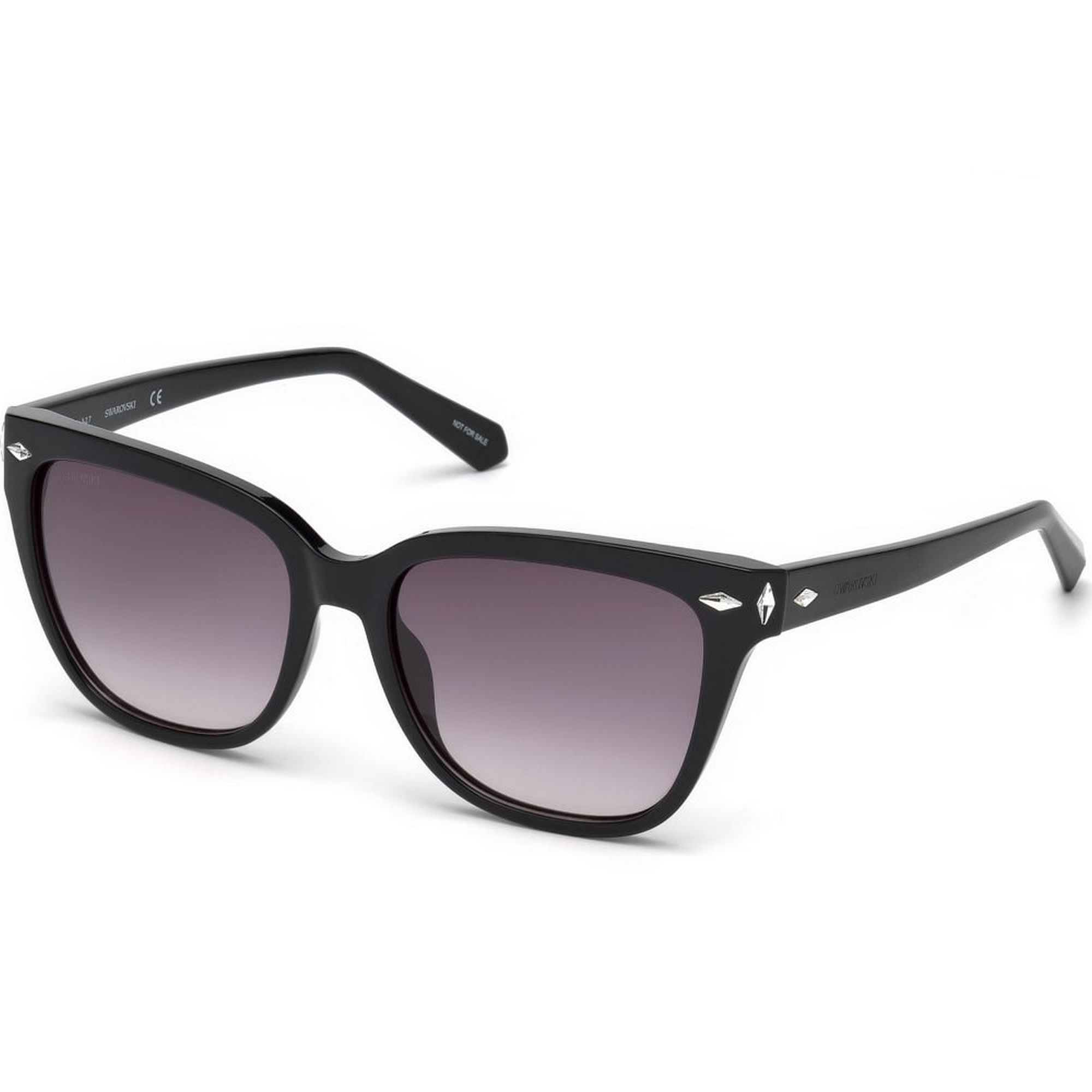 Ochelari de soare dama Swarovski Rectangular Shiny Black/Smoke Degrade SK0175/S-01B