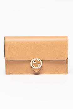 Gucci, Geanta plic de piele cu aspect texturat, Bej inchis Gucci, Geanta plic de piele cu aspect texturat, Bej inchis