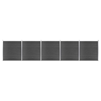Set de 45 panouri de gard cu stalpi, vidaXL, Lemn compozit, 872 x 186 cm, Negru Set de 45 panouri de gard cu stalpi, vidaXL, Lemn compozit, 872 x 186 cm, Negru
