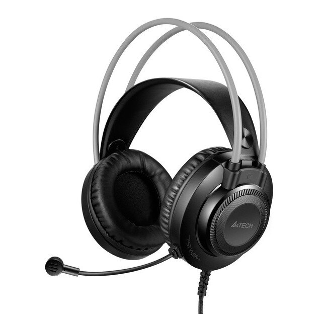 Casti A4tech FH200U-GR cu fir, microfon pe brat, gri, USB
