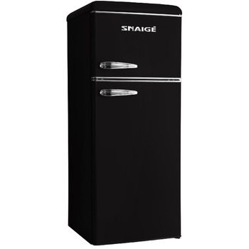 Frigider cu 2 usi Retro, Snaige FR27SM-PRJ30F3, 252 l, Clasa F, H 173, Negru Frigider cu 2 usi Retro, Snaige FR27SM-PRJ30F3, 252 l, Clasa F, H 173, Negru