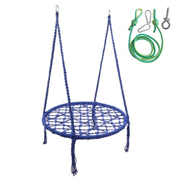 Leagan balansoar FUNFIT, tip cuib, pentru curte, gradina sau terasa, capacitate 150kg, 80cm, albastru, cu kit accesorii montare, format din sfoara, carlig de prindere si 2 carabine Leagan balansoar FUNFIT, tip cuib, pentru curte, gradina sau terasa, capacitate 150kg, 80cm, albastru, cu kit accesorii montare, format din sfoara, carlig de prindere si 2 carabine