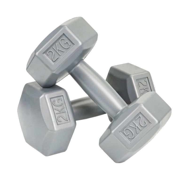 Set 2 Gantere pentru fitness sau antrenament, din cauciuc, 2x2 kg, culoare gri