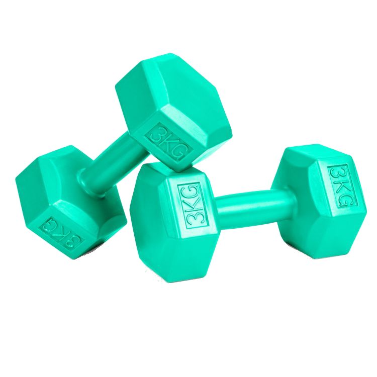Set 2 Gantere pentru fitness sau antrenament, din cauciuc, 2x3 kg, culoare verde