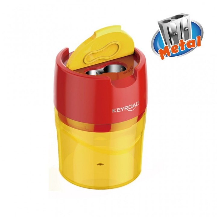 Ascutitoare plastic dubla KEYROAD Robby-KR971297, cu rezervor, diverse culori