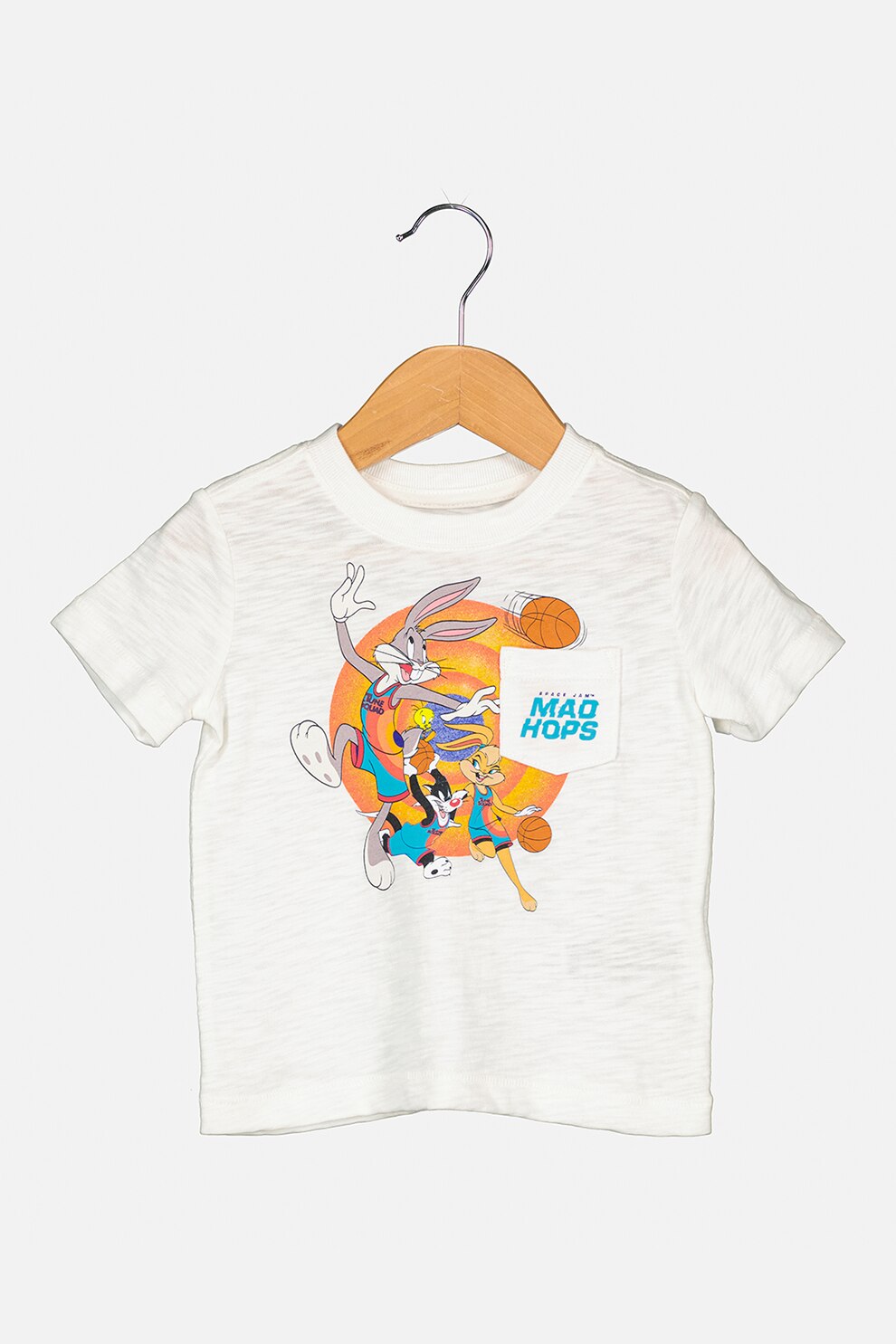 GAP, Tricou cu imprimeu grafic, Alb prafuit/Oranj