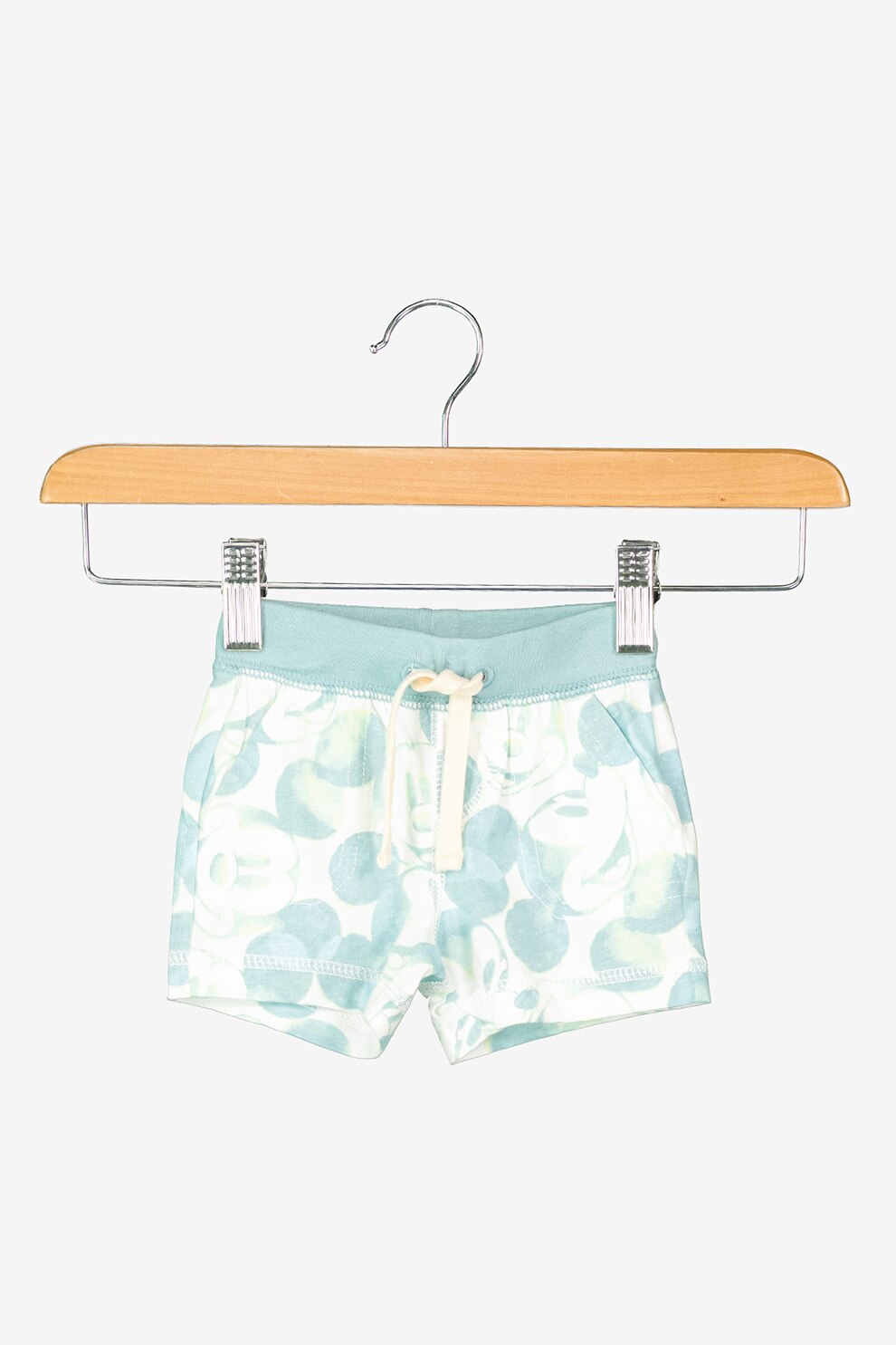 GAP, Pantaloni scurti de bumbac organic cu imprimeu Mickey Mouse, Verde/Alb