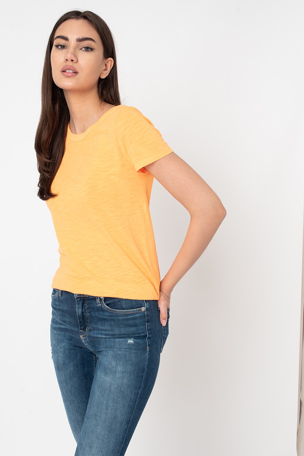 GAP, Tricou din bumbac cu decolteu rotund, Oranj