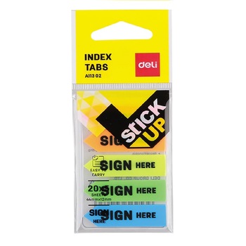 Index Adeziv Plastic, Deli Stick Up, Model “Semneaza Aici”, 44x12 mm, 5 Culori Index Adeziv Plastic, Deli Stick Up, Model “Semneaza Aici”, 44x12 mm, 5 Culori