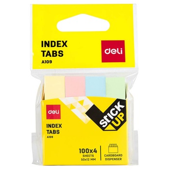 Index Adeziv Hartie, Deli Stick Up, 12x50 mm, Culori Pastel, 400 File Index Adeziv Hartie, Deli Stick Up, 12x50 mm, Culori Pastel, 400 File