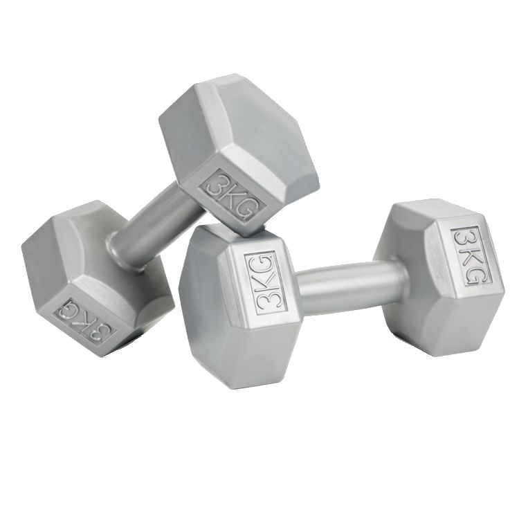 Set 2 Gantere pentru fitness sau antrenament, din cauciuc, 2x3 kg, culoare gri