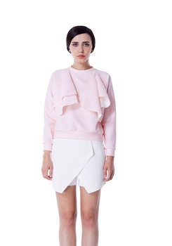 Bluza de dama pastelat cu volane, KVINNA, roz Bluza de dama pastelat cu volane, KVINNA, roz