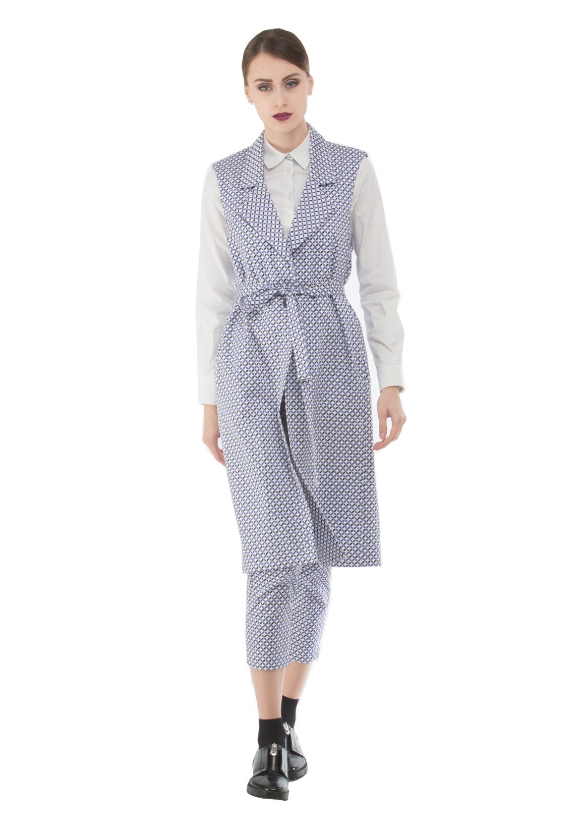 Vesta de dama midi cu cordon, KVINNA, nuante de albastru