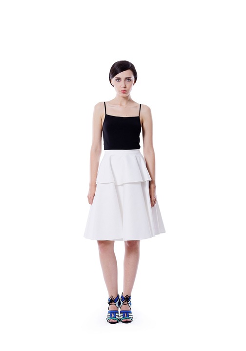 Fusta bie cu peplum, KVINNA, alb