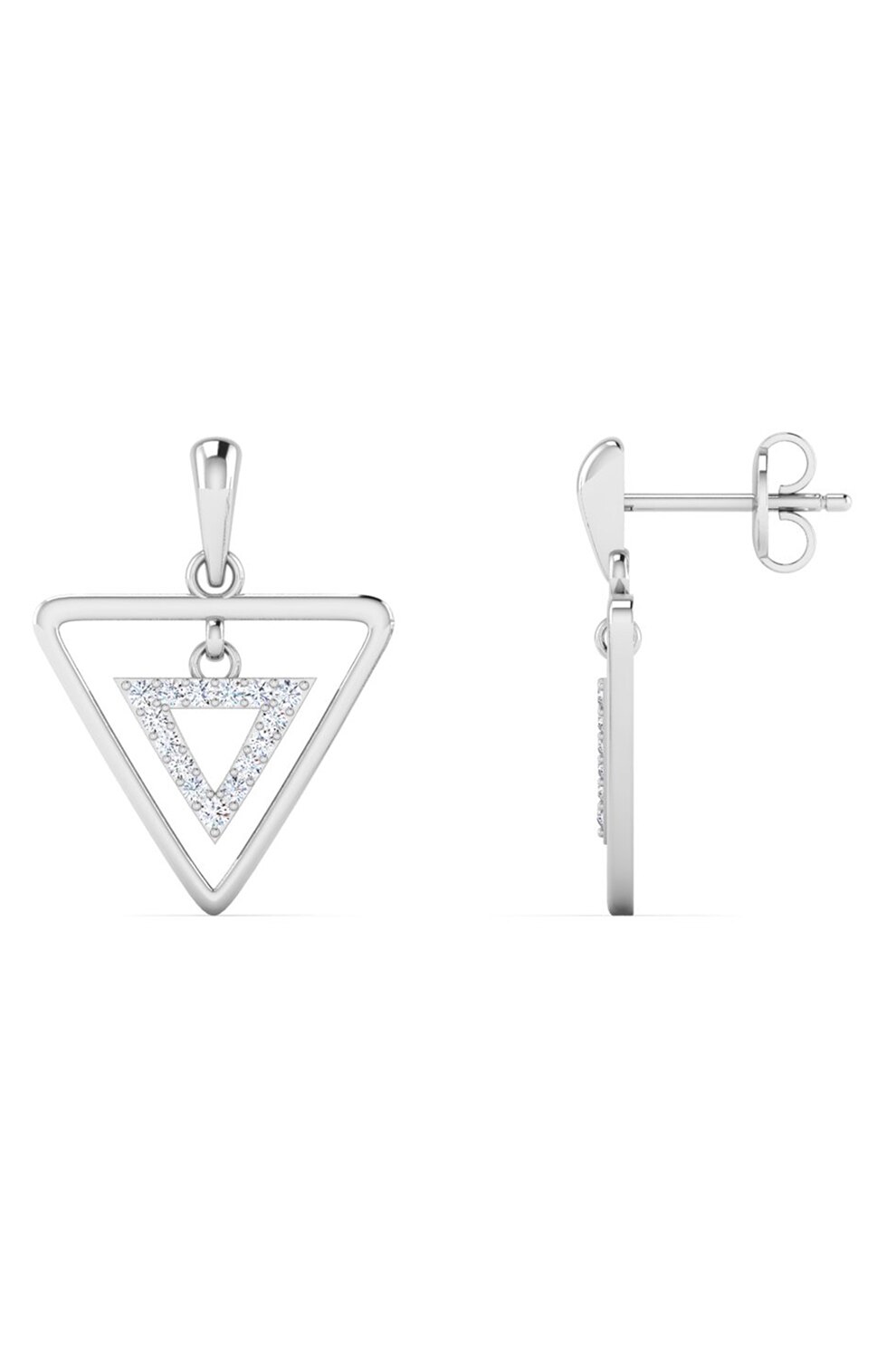 Dhamont, Cercei de aur de 14K decorati cu 30 de diamante, Argintiu