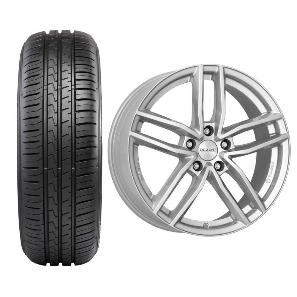 Roata completa Renault Megane RFB janta aliaj Dezent TR silver 5x114.3, 17 inch si anvelopa vara Falken Ziex ZE310EC 205/50R17 93V si Senzor presiune ALCAR