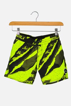 O'Neill, Pantaloni scurti de baie cu talie elastica si model, Verde/Negru O'Neill, Pantaloni scurti de baie cu talie elastica si model, Verde/Negru